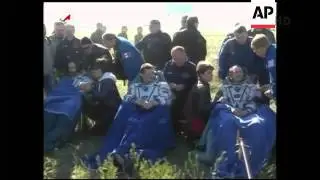 4:3 Hadfield and his crew exit space capsule after safe return to Earth