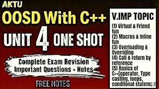 C++ Unit 4 One Shot | C++ Basics & Functions | AKTU Exam  