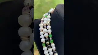 Custom Made Wire Wrapped Jewelry ~ Pearls + Evil Eye Choker with Black Onyx ~ Handmade Jewelry