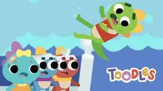 Five little monkeys jumping on the bed - Dinosaurs - Nursery Rhymes - Toodles Kids TV