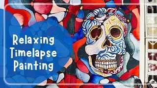 Sugar Skull ASMR Watercolor Painting: Intuitive Neurographic Art Therapy (Paint with Me)
