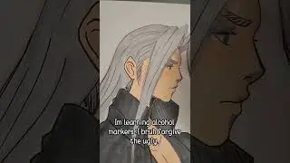 alcohol markers ftl #traditionalart #sephiroth #ff7r #drawing #artshorts #ohuhumarkers #artist #art