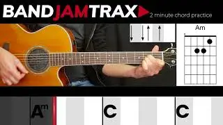 2 Minute Chord Practice - Em Am C  | EASY GUITAR LESSON | Scrolling Chords