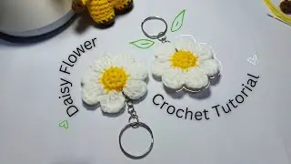 Crochet Daisy Flower Keychain How to Tutorial | Easy Beginners | Simple DIY Gift Idea