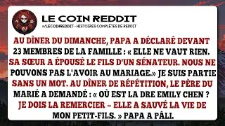 Au dîner du dimanche, papa a déclaré devant 23 membres de la famille : « Elle ne vaut rien. Sa sœur
