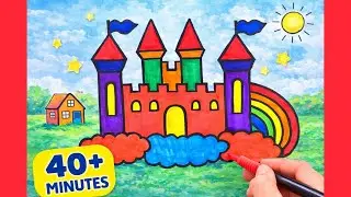 How to Draw a Cute Castle 🏰 | 40-Min Relaxing Drawing Compilation (Step by Step, No Talking)