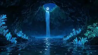 Deep Cave Waterfall Ambience 💙 Relaxing Water Sounds for Sleep & Peace