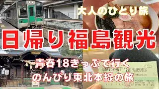 【青春18きっぷで行く福島旅行】魅力たっぷり大人の一人旅〜東北本線でのんびり片道５時間〜街ブラ・神社巡り・白河ラーメンのグルメ旅！行かなきゃ損！Trip To FUKUSHIMA,Japan Vlog