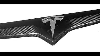 Model X Front End Inlay   Real Molded Carbon Fiber Installation