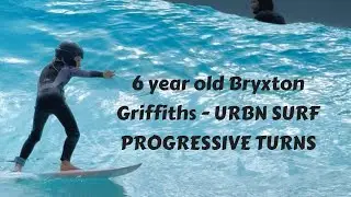 6 Year old Bryxton Griffiths - Progressive turns session at the wave pool #surf #wavepool #surfing