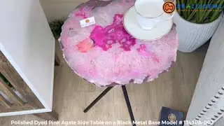 Model # 1342PA-002 Polished Dyed Pink Agate Side Table by BrazilGems.com 🏷 FOR SALE🛍🛒Shop Now 