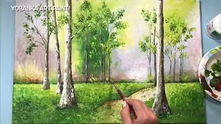 Написал пейзаж весной \ Техника акриловой живописи