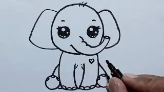 Easy baby elephant drawing | easy drawing tutorial | easy drawing ideas | cute drawing | beautiful