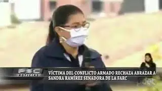v&iacute;ctima del conflicto armado rechaza abrazar a Sandra Ram&iacute;rez senadora de la FARC