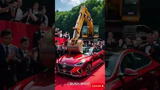 Luxury Car Crushed by Excavator #shorts #excavator #crush  #crashdrive