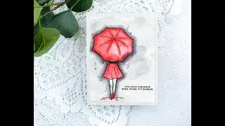 Watercolor Rain Scene with Simon Says Stamp April 2020 Card Kit