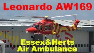 Essex&Herts Air Ambulance AW169 engine start, takeoff and landing at North Weald Airfield G-HHEM