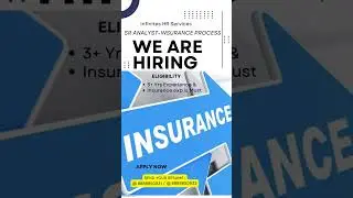 Hiring Sr Insurance Analyst, Salary upto 6.5 Lacs..3+ yrs Insurance Experience is a must.