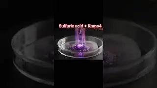 sulfuric acid react with potassium permanganate, conc. H2SO4+KMNO4, fire experiment, chemistry magic