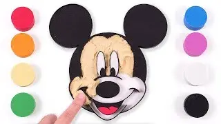 Kinetic Sand Coloring Disney Mickey Mouse Face Fill Sand Learn Colors for Kids