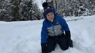 Canada 🇨🇦 Winter Fun | Toddler Rolling in Snow, Sledding & Big Smiles | Family time