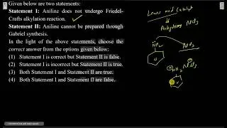 Statement I: Aniline does not undergo Friedel&ndash;Crafts alkylation reaction. Statement II: Aniline cann