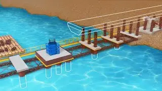 River Bridge Construction Process | 3D Animation
