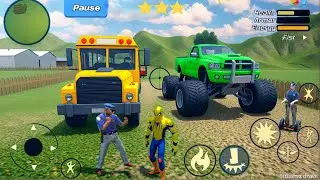 Spider Rope Hero Vegas Crime City - Bus and Monster truck drive in open world - Android Gameplay
