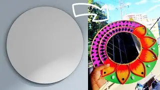 Diy mirror decor ideas||easy mirror wall frame|| cardboard frame mirror|| asthasthetic round mirror