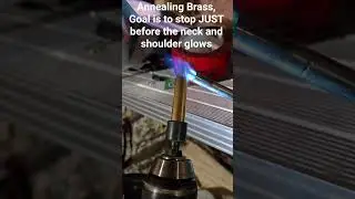 Annealing Brass Casings before pressing in resizing die. 30-06. Purpose is to remove brittleness