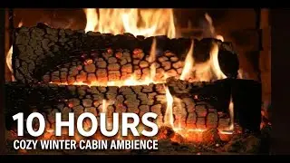 10 Hours of Cozy Winter Cabin Ambience - Heavy Snowfall & Crackling Fireplace for Sleeping