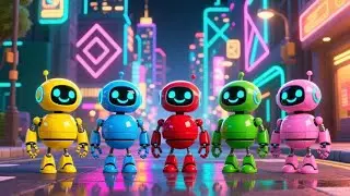 Five Little Robots on the Run | Fun Counting Rhyme for Kids | Nursery Rhymes & Songs for Children