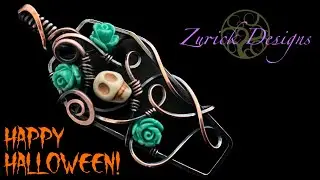 Wire Wrapping Tutorial- Coffin Framed Swirly Skull Pendant