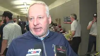 Walleye Head Coach Pat Mikesch after the 3-2 Game Four 2OT Victory