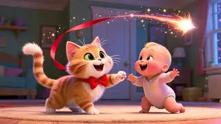 Little Kitten Red Bow 🐱🎀 Fun Kitty Song for Kids | Learn Colors with Kitten