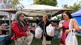 Lao holiday celebration at the Lao temple, friends visiting / Lao street food in Fresno