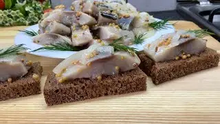 Сельдь в горчичном соусе. Закуска из сельди. Сельдь по-фински. Herring in mustard sauce.