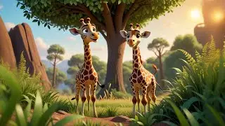 Two Baby Giraffes Stretch So High | Giraffe Song for Kids | Counting Rhyme and Animal Learning Fun