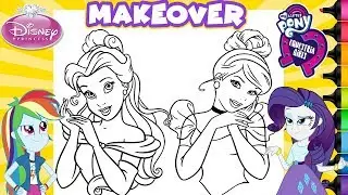 Disney Princess Coloring Book Pages Makeover Cinderella Belle Rainbow Dash Rarity