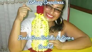 FUNDA (VESTIDO) PARA BOTELLA DE LICOR TEJIDA A CROCHET