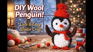 DIY Wool Penguin | Cute & Easy Winter Craft Idea #winterart #penguin #art #diy @aditiarts1817