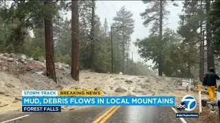 Rockslide roars down hillside in Forest Falls during Hilary rainfall