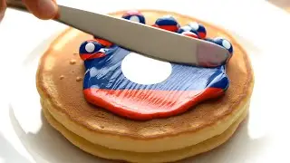 Ultimate Flag Balls melting onto Pancake 🇦🇪🇬🇹🇷🇺Vibrant Glass Flags | ASMR