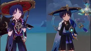 I really want a Fatui Scaramouche skin! side by side (Credits in description) Genshin Impact #shorts
