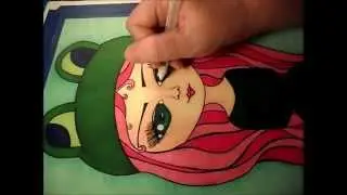 Speed Art of Girl with Pink Hair and Frog Hat