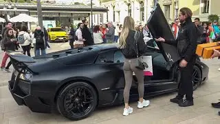 Billionaire Lady entering her LAMBORGHINI MURCIELAGO SV at Casino de Monaco!!