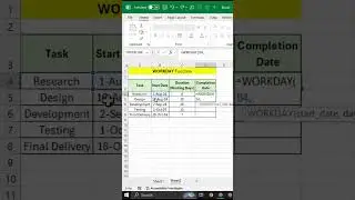 Calculate Project Completion Date in Excel | WORKDAY Formula | Quick Excel Tip #computer #exceltips