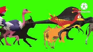 Green Screen Animal stampede running animal animation video 🦏🦛🐘🦘