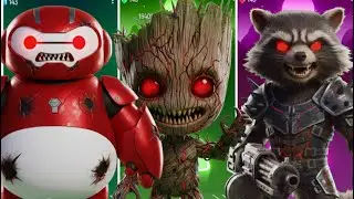 IMPOSSIBLE CUTE BATTLE 🤯 Baymax 🤍 vs Groot 🌱 vs Squirrel 🐿️ | Tiles Hop