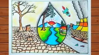 How to Draw Save Environment Poster Drawing Easy / Climate Change Drawing